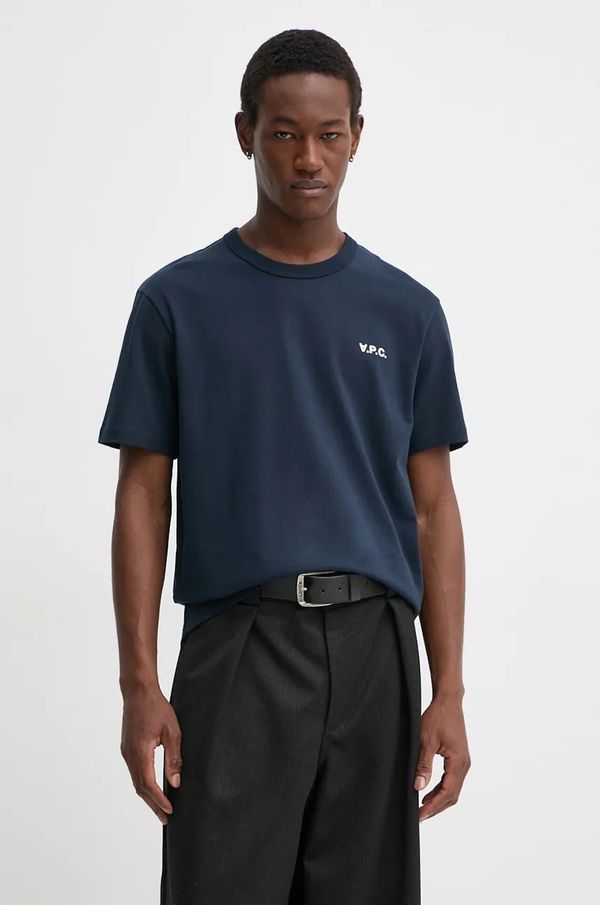 A.P.C. Pamučna majica A.P.C. t-shirt boxy petit vpc za muškarce, boja: tamno plava, melanž, COHBQ.H26391
