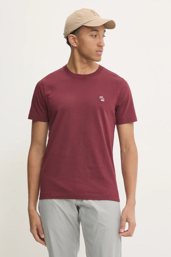 Abercrombie & Fitch Pamučna majica Abercrombie & Fitch za muškarce, boja: bordo, bez uzorka, KI124-4570