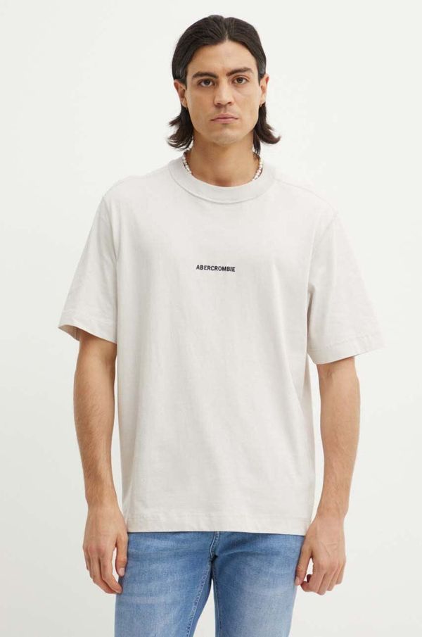 Abercrombie & Fitch Pamučna majica Abercrombie & Fitch za muškarce, boja: siva, s aplikacijom, KI123-1036