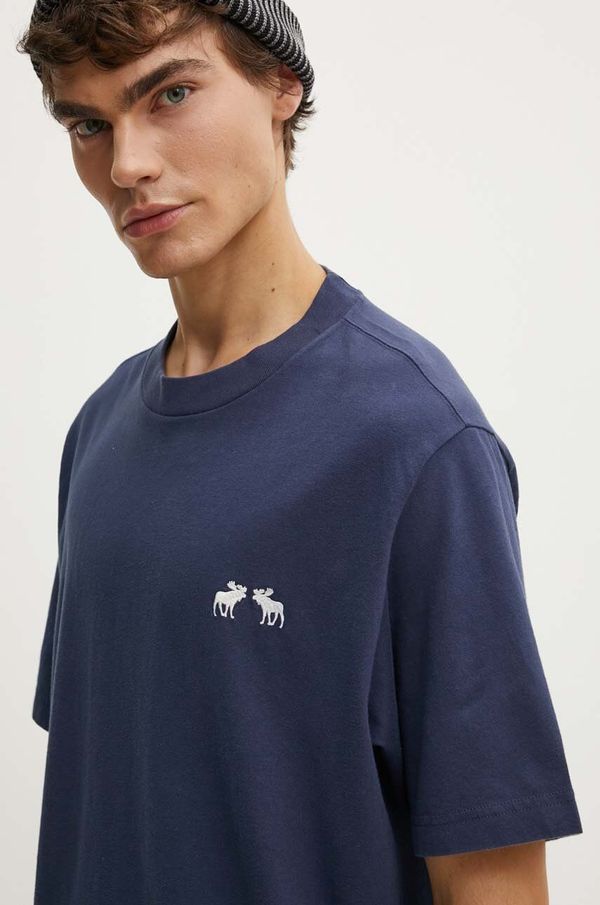 Abercrombie & Fitch Pamučna majica Abercrombie & Fitch za muškarce, boja: tamno plava, bez uzorka