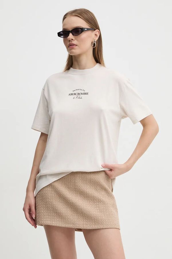 Abercrombie & Fitch Pamučna majica Abercrombie & Fitch za žene, boja: bež, KI157-1200