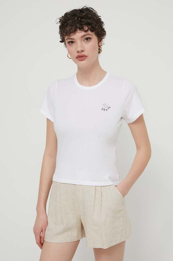 Abercrombie & Fitch Pamučna majica Abercrombie & Fitch za žene, boja: bež