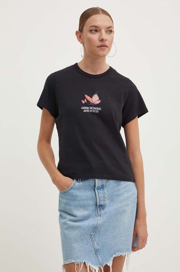 Abercrombie & Fitch Pamučna majica Abercrombie & Fitch za žene, boja: crna