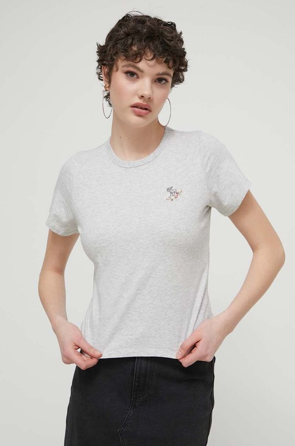 Abercrombie & Fitch Pamučna majica Abercrombie & Fitch za žene, boja: siva