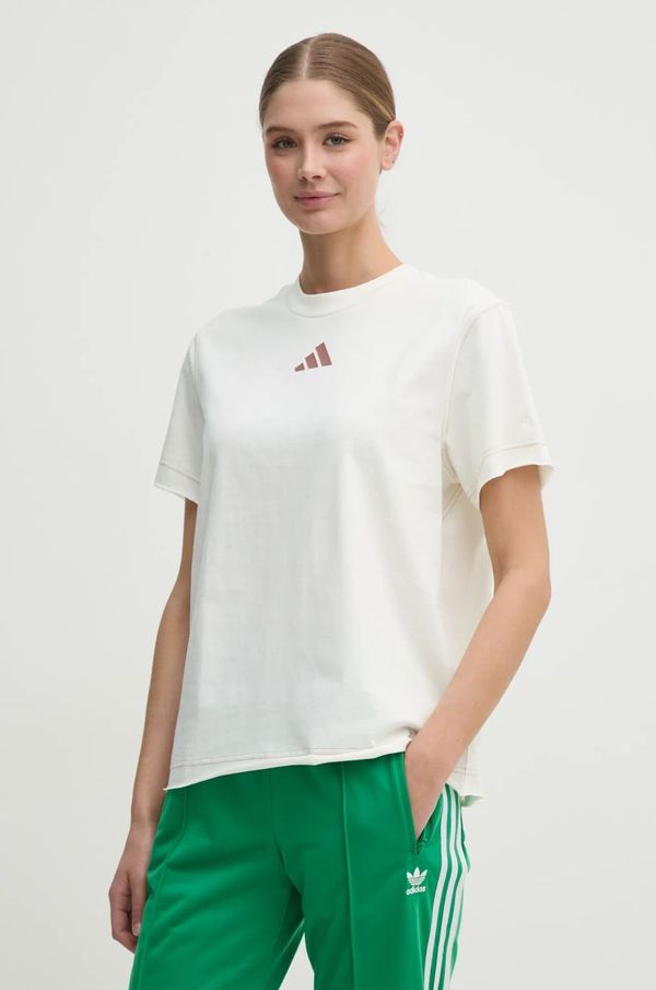 adidas Pamučna majica adidas ALL SZN Graphic za žene, boja: bež, JN7384