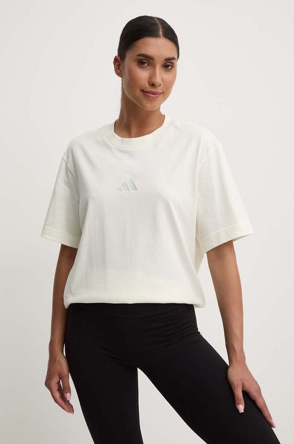 adidas Pamučna majica adidas All SZN za žene, boja: bež, IY6784