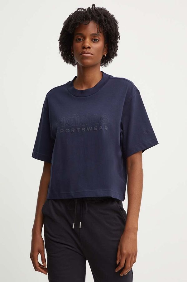 adidas Pamučna majica adidas All SZN za žene, boja: tamno plava, IW1061