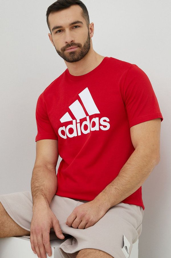 adidas Pamučna majica adidas boja: crvena, s tiskom