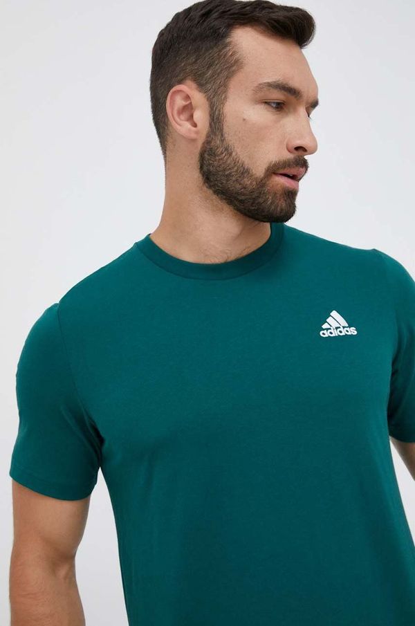 adidas Pamučna majica adidas boja: zelena, glatki model
