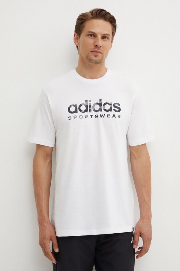 adidas Pamučna majica adidas Camo za muškarce, boja: bijela, s tiskom, IW2674