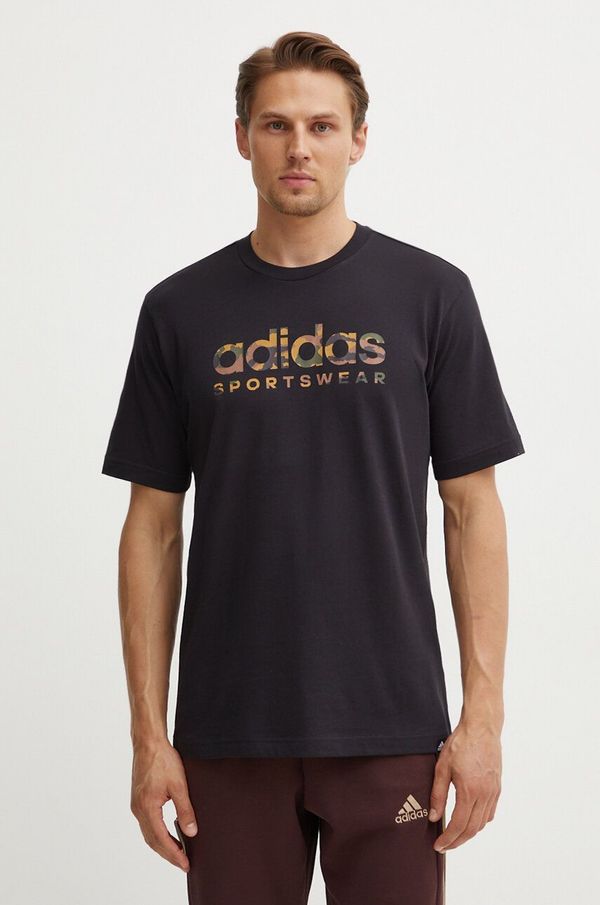 adidas Pamučna majica adidas Camo za muškarce, boja: crna, s tiskom, IW2680