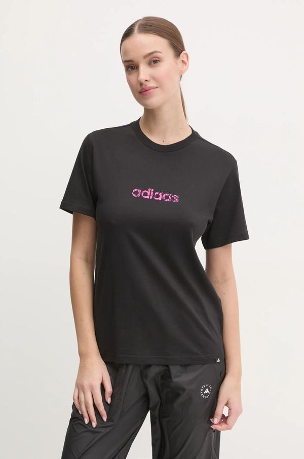 adidas Pamučna majica adidas Camo za žene, boja: crna, JN1401