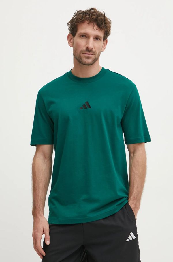 adidas Pamučna majica adidas Essential za muškarce, boja: zelena, bez uzorka, JF1096