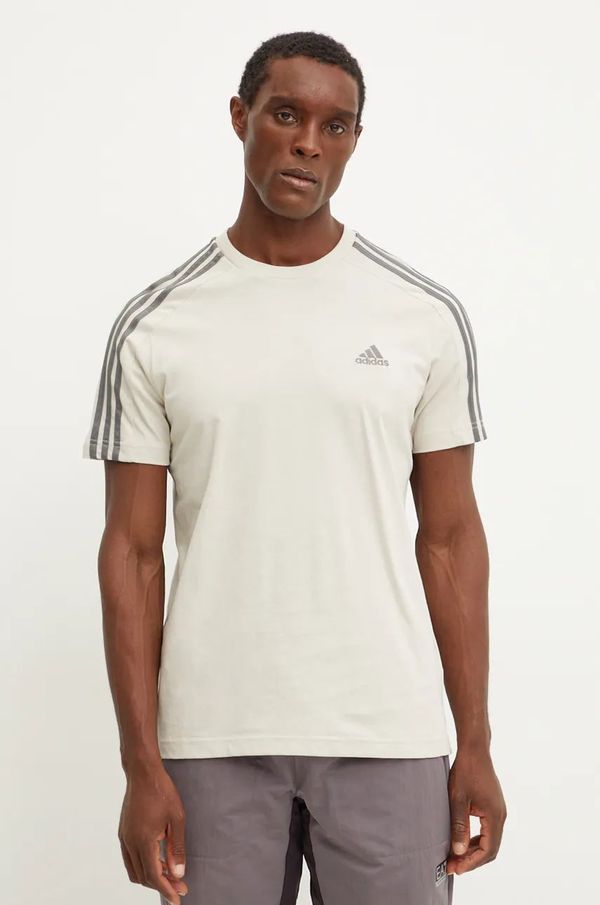 adidas Pamučna majica adidas Essentials za muškarce, boja: bež, s aplikacijom, IY9123