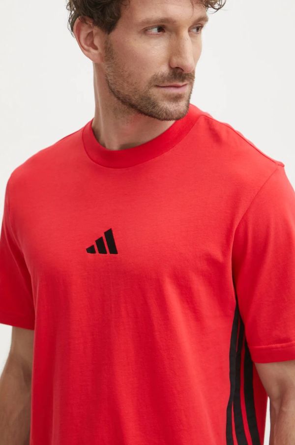 adidas Pamučna majica adidas Essentials za muškarce, boja: crvena, s uzorkom, JE6386