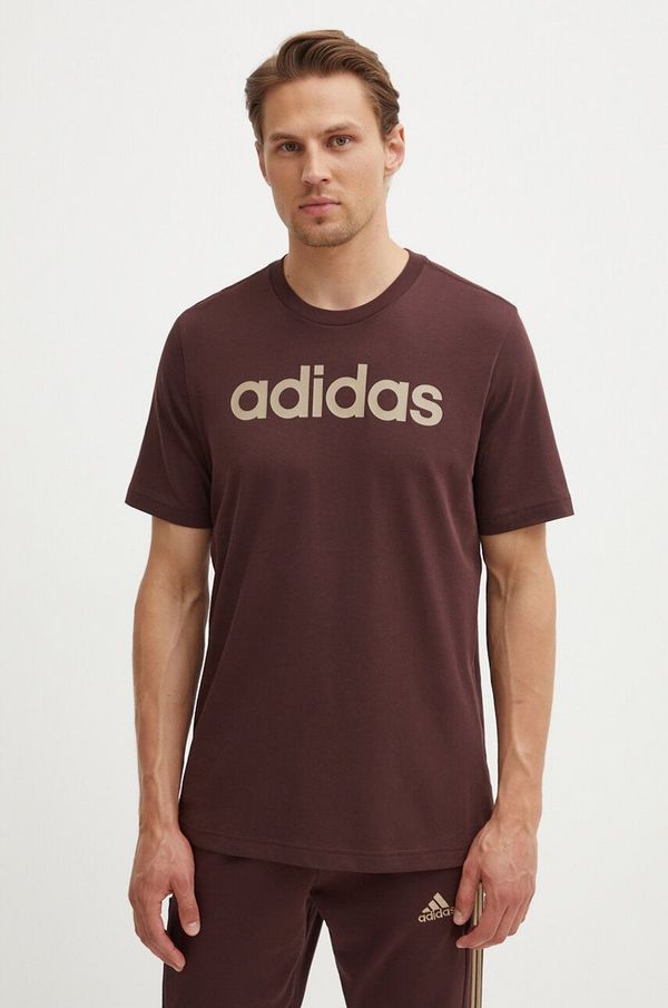 adidas Pamučna majica adidas Essentials za muškarce, boja: smeđa, s tiskom, IZ4768