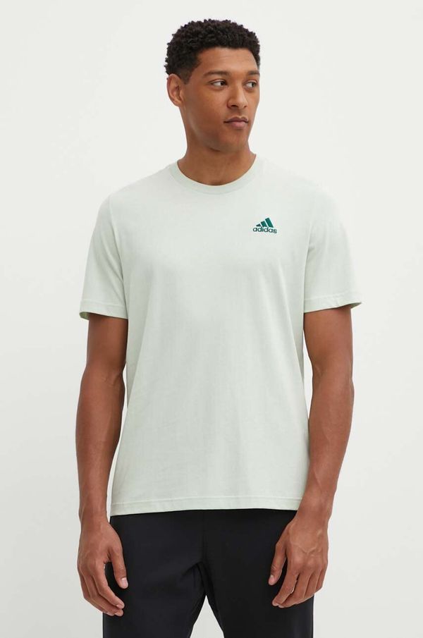 adidas Pamučna majica adidas Essentials za muškarce, boja: zelena, s aplikacijom, IX0119