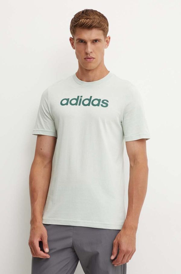 adidas Pamučna majica adidas Essentials za muškarce, boja: zelena, s tiskom, IZ4767