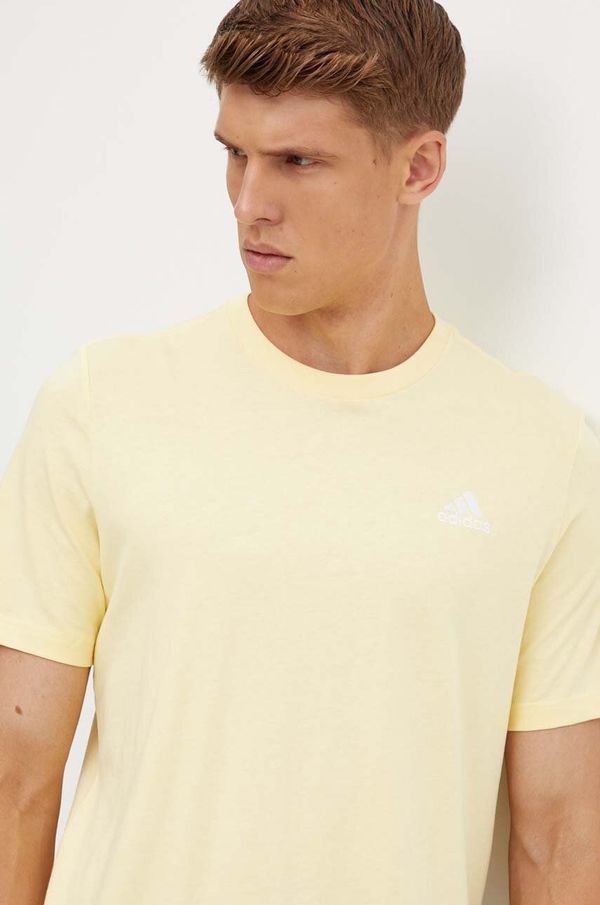 adidas Pamučna majica adidas Essentials za muškarce, boja: žuta, s aplikacijom, IX0121