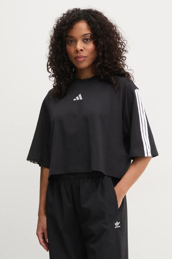 adidas Pamučna majica adidas Essentials za žene, boja: crna, JD4998