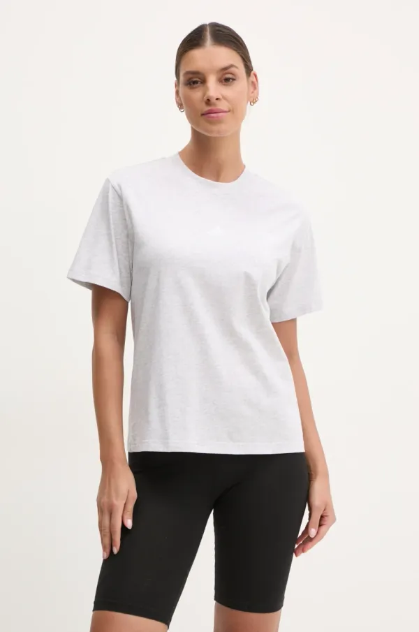 adidas Pamučna majica adidas Essentials za žene, boja: siva, JC5945