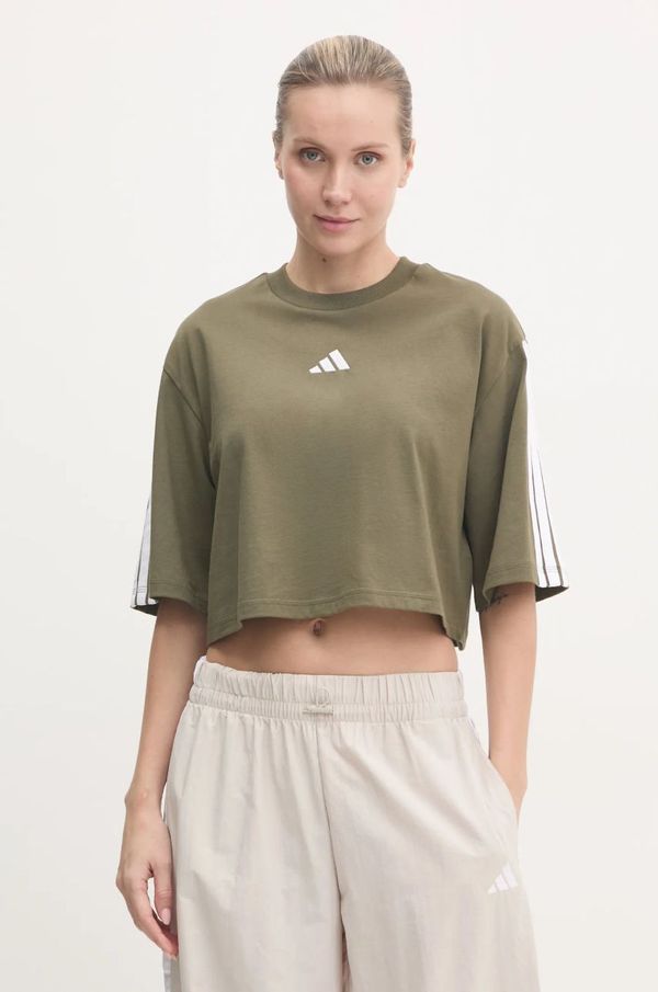 adidas Pamučna majica adidas Essentials za žene, boja: zelena, JE1199