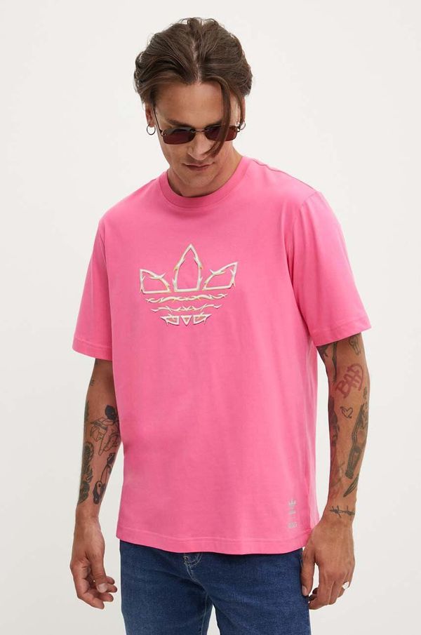 adidas Originals Pamučna majica adidas Originals Pride za muškarce, boja: ružičasta, s tiskom, IZ4898