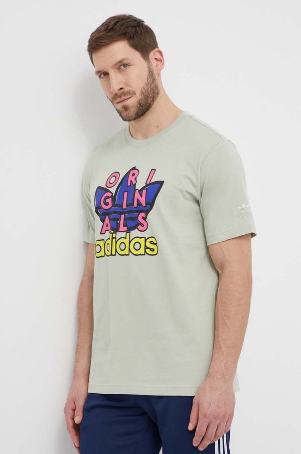 adidas Originals Pamučna majica adidas Originals Supply Short Sleeve Tee za muškarce, boja: zelena, s tiskom