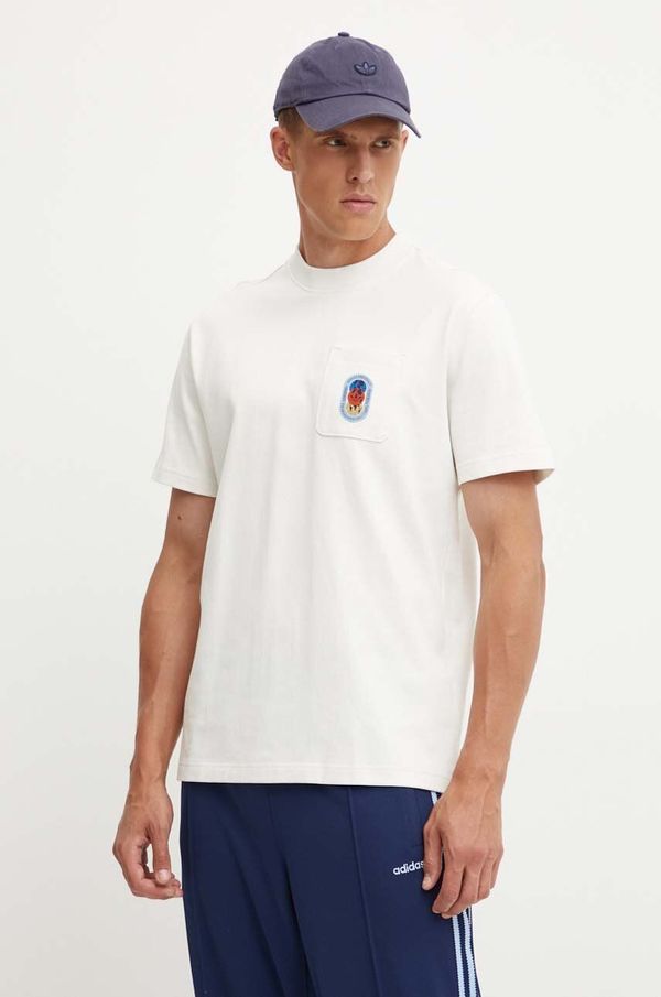 adidas Originals Pamučna majica adidas Originals za muškarce, boja: bež, s aplikacijom, IX6754