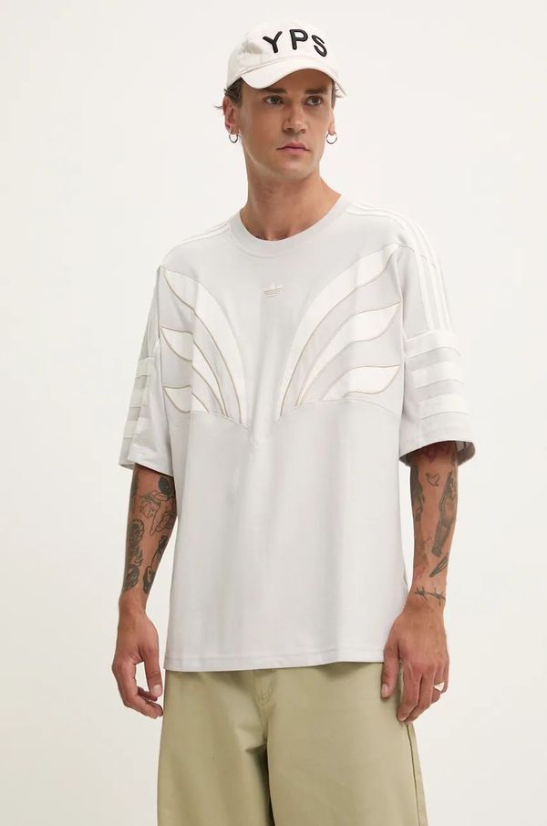 adidas Originals Pamučna majica adidas Originals za muškarce, boja: siva, s aplikacijom, IZ2595