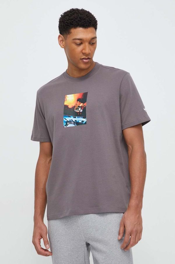 adidas Originals Pamučna majica adidas Originals za muškarce, boja: siva, s tiskom
