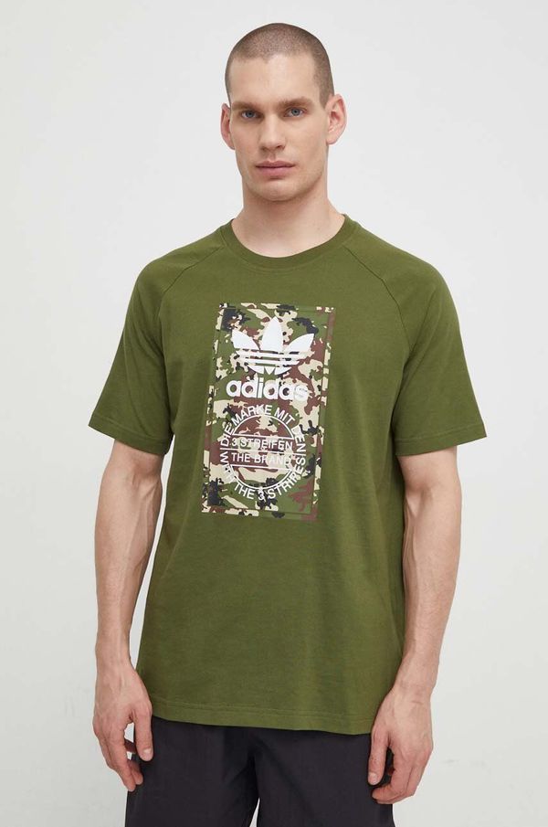 adidas Originals Pamučna majica adidas Originals za muškarce, boja: zelena, s tiskom