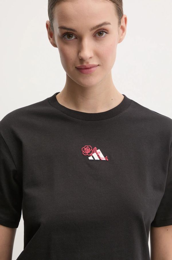 adidas Pamučna majica adidas W L MINI TEE za žene, boja: crna, JN8224