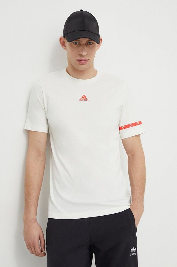 adidas Pamučna majica adidas za muškarce, boja: bež, bez uzorka