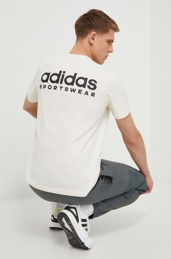adidas Pamučna majica adidas za muškarce, boja: bež, s tiskom