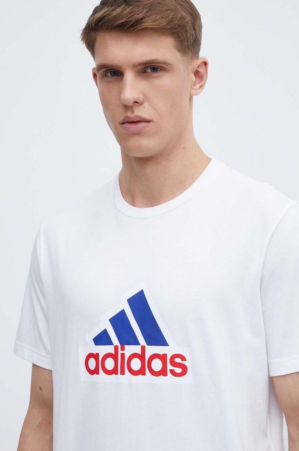 adidas Pamučna majica adidas za muškarce, boja: bijela, s tiskom, IS3234