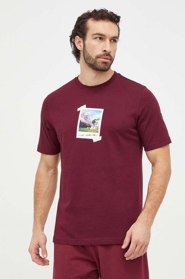 adidas Pamučna majica adidas za muškarce, boja: bordo, s tiskom