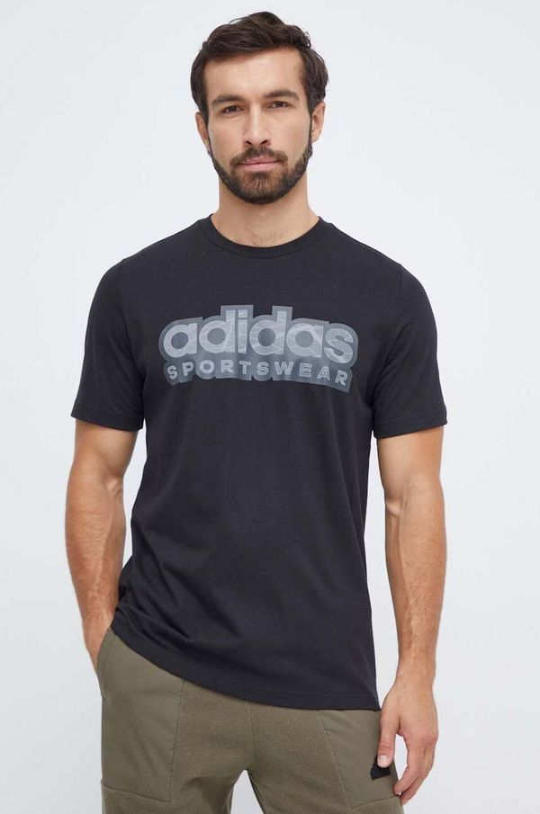adidas Pamučna majica adidas za muškarce, boja: crna, s tiskom