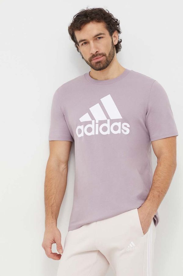 adidas Pamučna majica adidas za muškarce, boja: ljubičasta, s tiskom