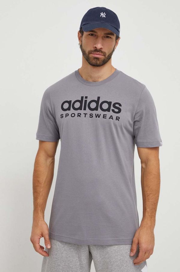 adidas Pamučna majica adidas za muškarce, boja: siva, s tiskom IW8836