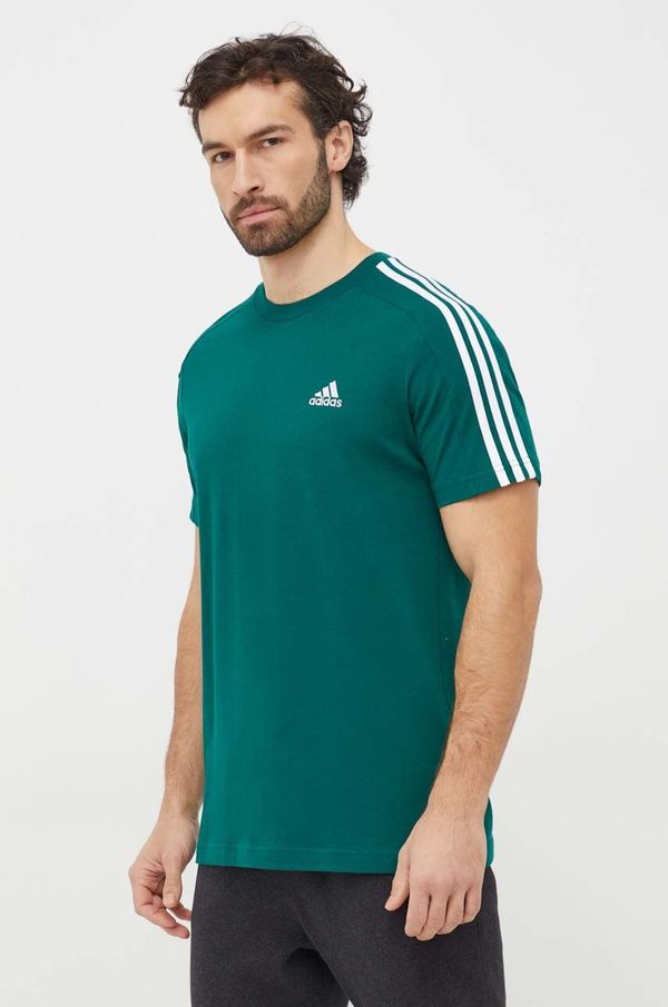 adidas Pamučna majica adidas za muškarce, boja: zelena, s aplikacijom