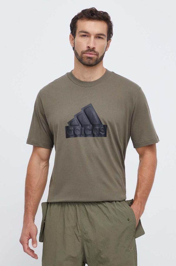 adidas Pamučna majica adidas za muškarce, boja: zelena, s aplikacijom