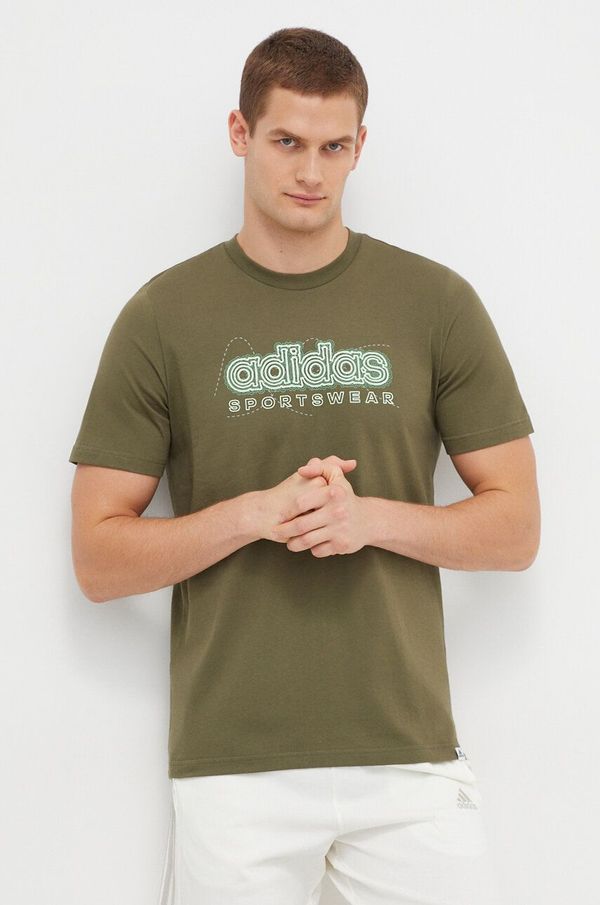 adidas Pamučna majica adidas za muškarce, boja: zelena, s tiskom