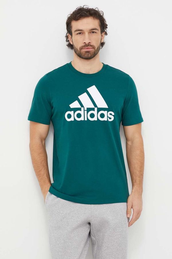 adidas Pamučna majica adidas za muškarce, boja: zelena, s tiskom