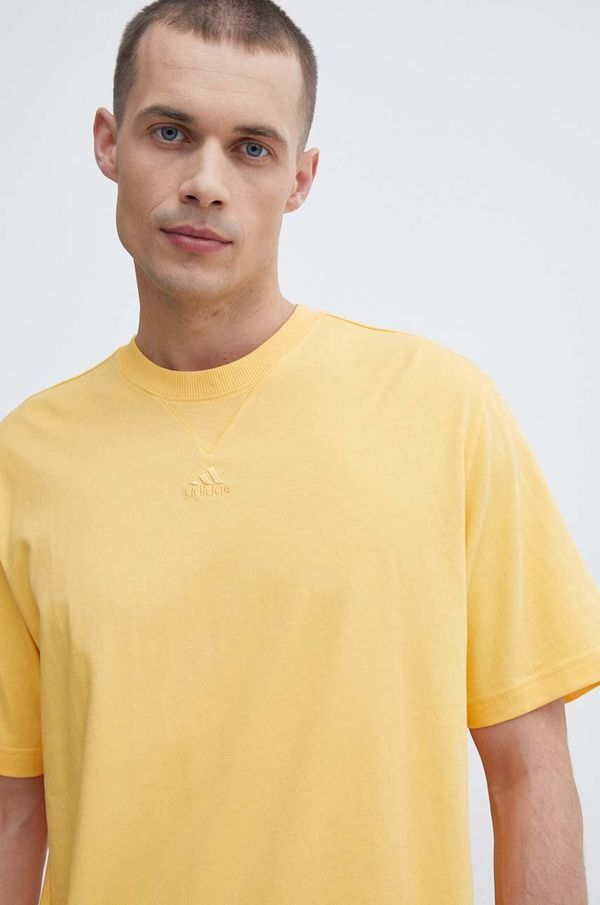 adidas Pamučna majica adidas za muškarce, boja: žuta, bez uzorka, IR9114