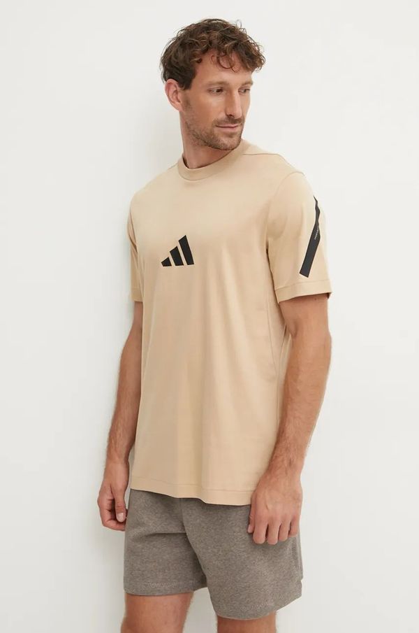 adidas Pamučna majica adidas ZNE za muškarce, boja: bež, s tiskom, JF2453