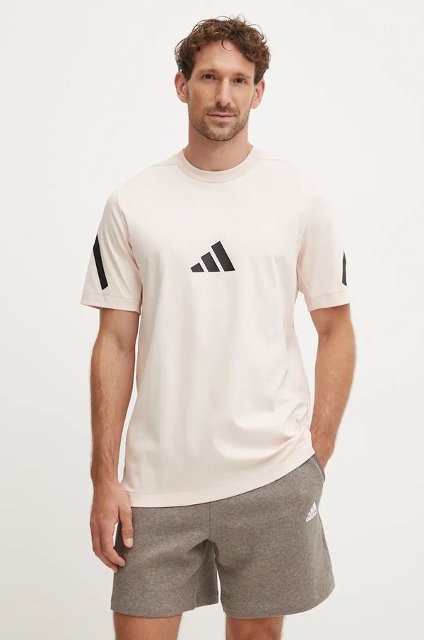 adidas Pamučna majica adidas ZNE za muškarce, boja: bež, s tiskom, JF2459