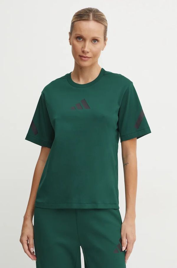 adidas Pamučna majica adidas ZNE za žene, boja: zelena, JF8889
