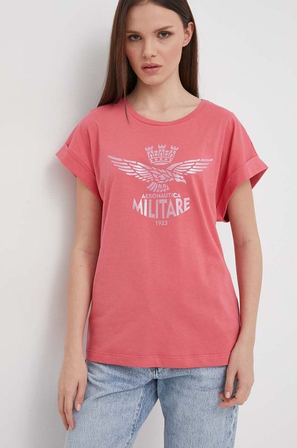 Aeronautica Militare Pamučna majica Aeronautica Militare za žene, boja: ružičasta