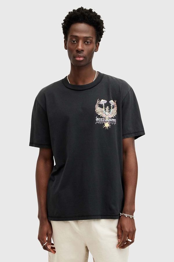 AllSaints Pamučna majica AllSaints STRUMMER SS za muškarce, boja: crna, s tiskom, M012PA